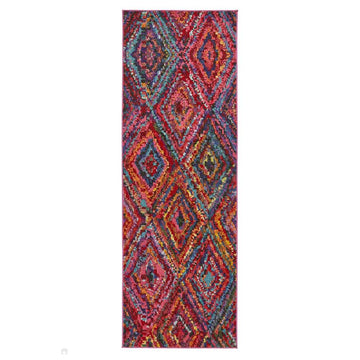 Carnaval CAR105 Modern Geometric Diamond Durable Easy-Care Polypropylene Low Profile Short Pile Multicolour Runner-Concept Looms-Rug Love - The Most Loved Rug Store